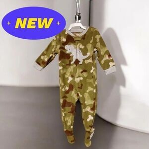 Carter's Baby Boys Fleece Dinosaur Camo Footed Sleeper Pajama One-Piece 12 Mos